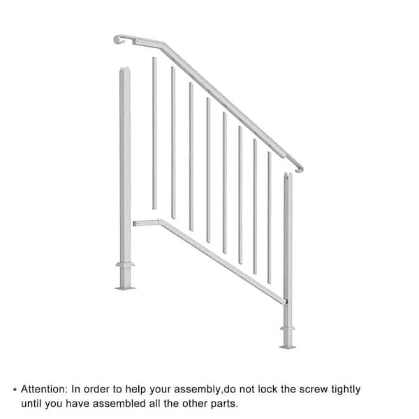 Karl home 38.96 in. x 38.77 in. Iron White Outdoor Handrail Railing