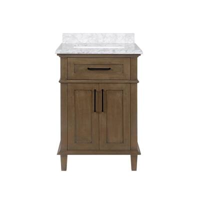 Sonoma 24 in. W x 22 in. D Bath Vanity in Almond Latte with Carrara Marble Vanity Top in White with White Basin