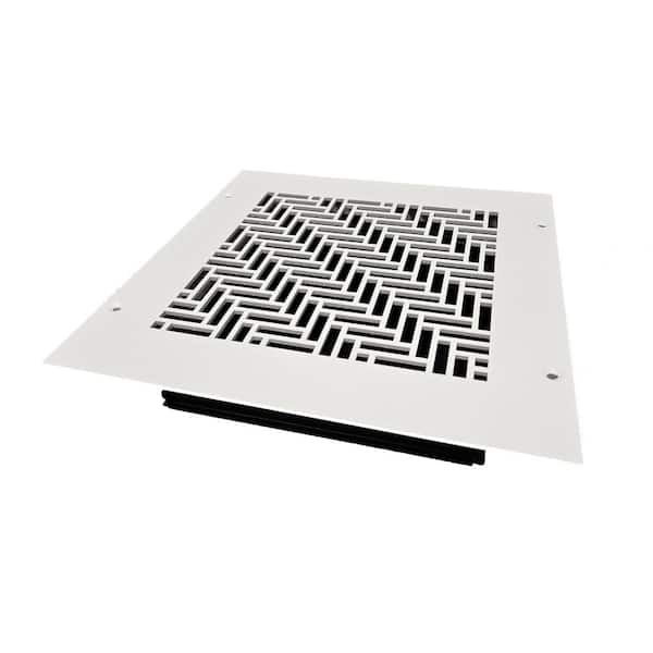 SteelCrest Herringbone 8 in. x 8 in., White/Powder Coat, Wall or Ceiling Supply Vent, with Mounting Holes