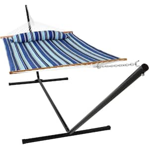 10-1/2 ft. Quilted Fabric Hammock with 15 ft. Hammock Stand in Catalina Beach