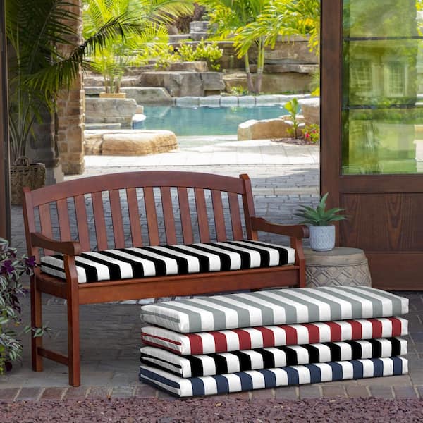 ARDEN Rectangle Outdoor Bench Cushion in Black Cabana Stripe