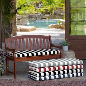Rectangle Outdoor Bench Cushion in Black Cabana Stripe