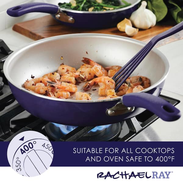 Rachael Ray Create Delicious 13-Piece Aluminum Nonstick Cookware Set - Purple Shimmer
