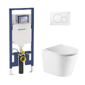 2-Piece 0.8/1.6 GPF Dual Flush Vista Elongated Toilet in White with 2 x 4 Concealed Tank and Plate, Seat Included