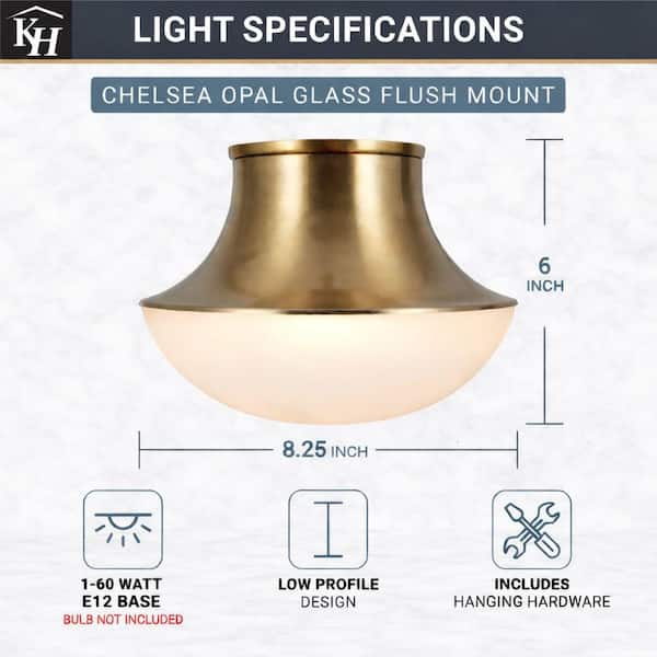 Kenroy Home Chelsea 7 in. 1-Light Brushed Gold Flush Mount with