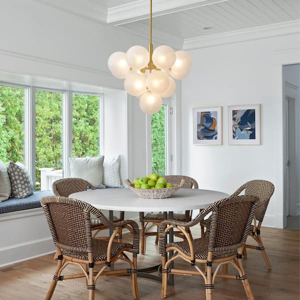 Y'INSP 13-Light Brass Mid Century Modern Bubble Globe Chandelier