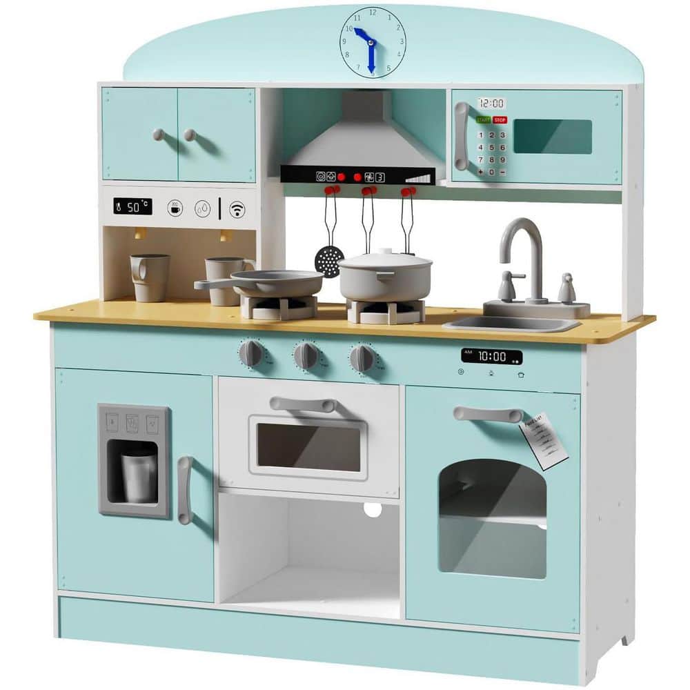 Wooden Kids Kitchen Playset for Toddlers Includes Stove, Oven, Microwave, Coffee Maker, and 31 pieces of Accessories price history on PriceWatchPro