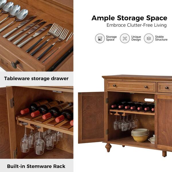 JAYDEN CREATION Rebecca Acorn MDF 58 in. W Traditional 2-Drawer