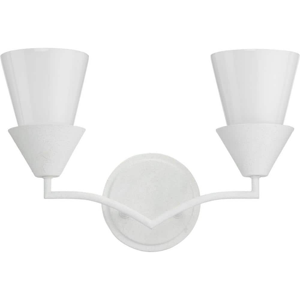 Pinellas White Plaster Dual Conical 2-Light Vanity Fixture