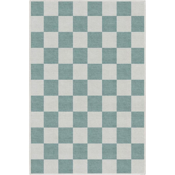 Well Woven Green 3 ft. 3 in. x 5 ft. Flat-Weave Apollo Square Modern Geometric Boxes Area Rug