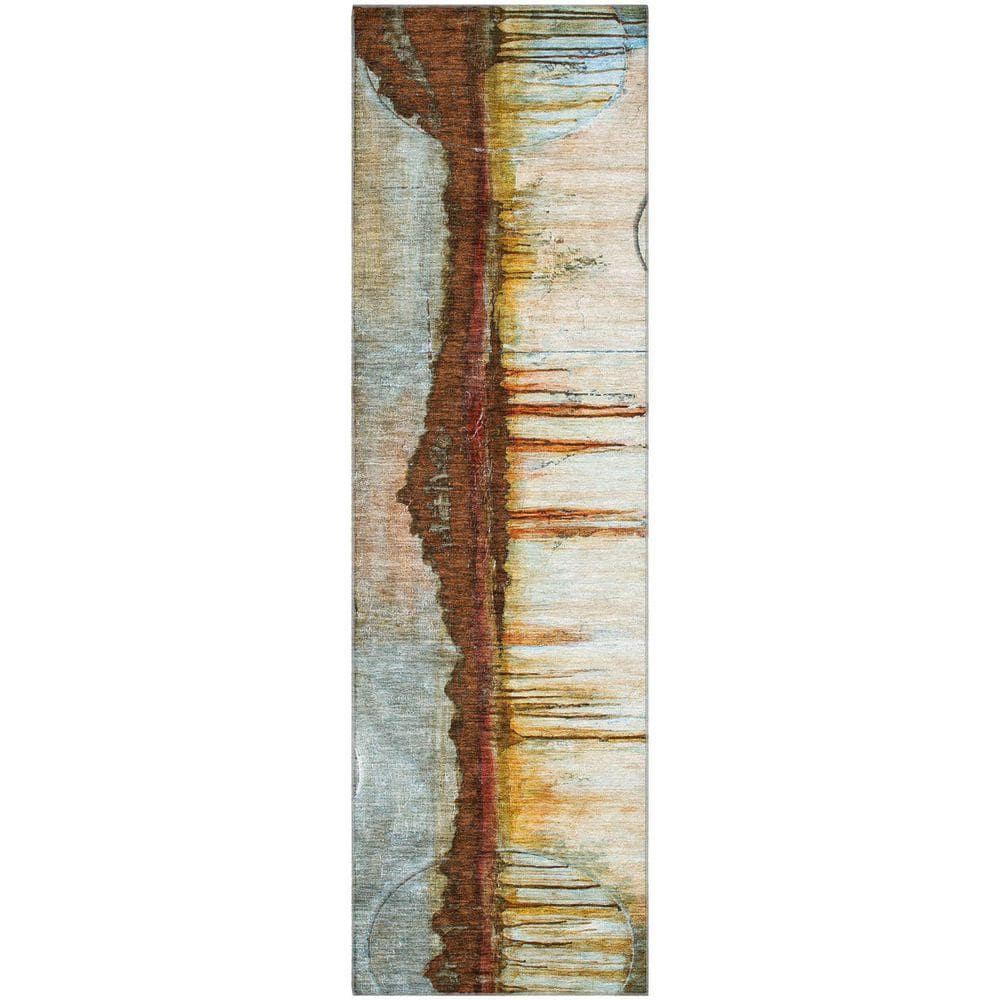 Rust Footprints Rug Addison Rugs Mayfield Premium Machine Washable Abstract AMF2059 Rust 2 ...