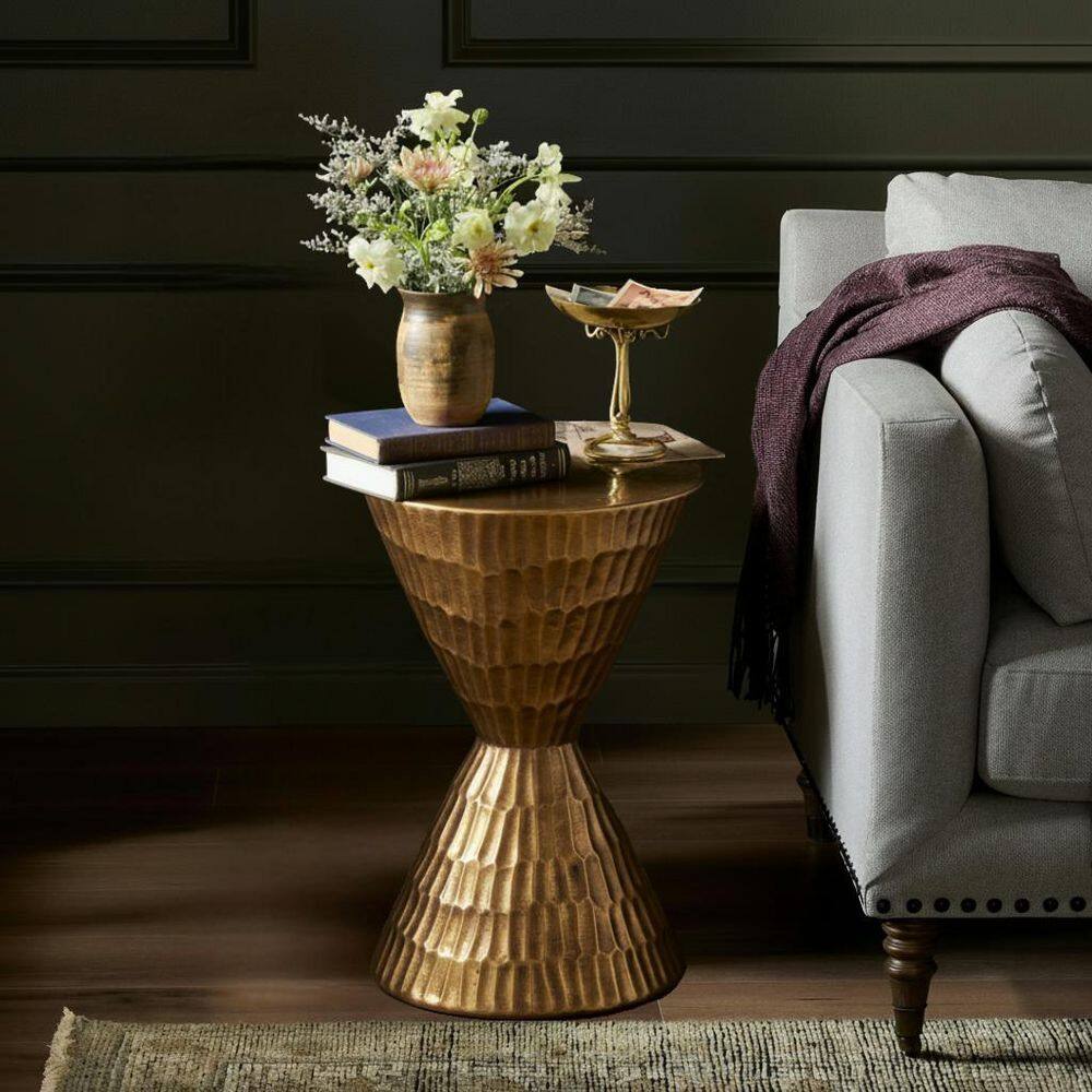 Crowell Patio Copper Round Hourglass Magnesium Oxide(MGO) End Table Stone Indoor & Outdoor Side Table price history on PriceWatchPro