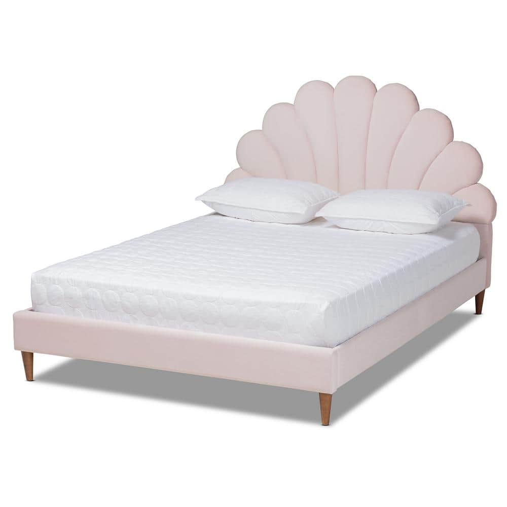 Baxton Studio Odille Light Pink and Walnut Queen Platform Bed 163