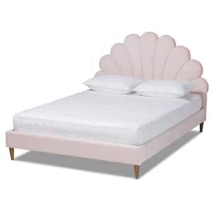 Odille Light Pink and Walnut Queen Platform Bed