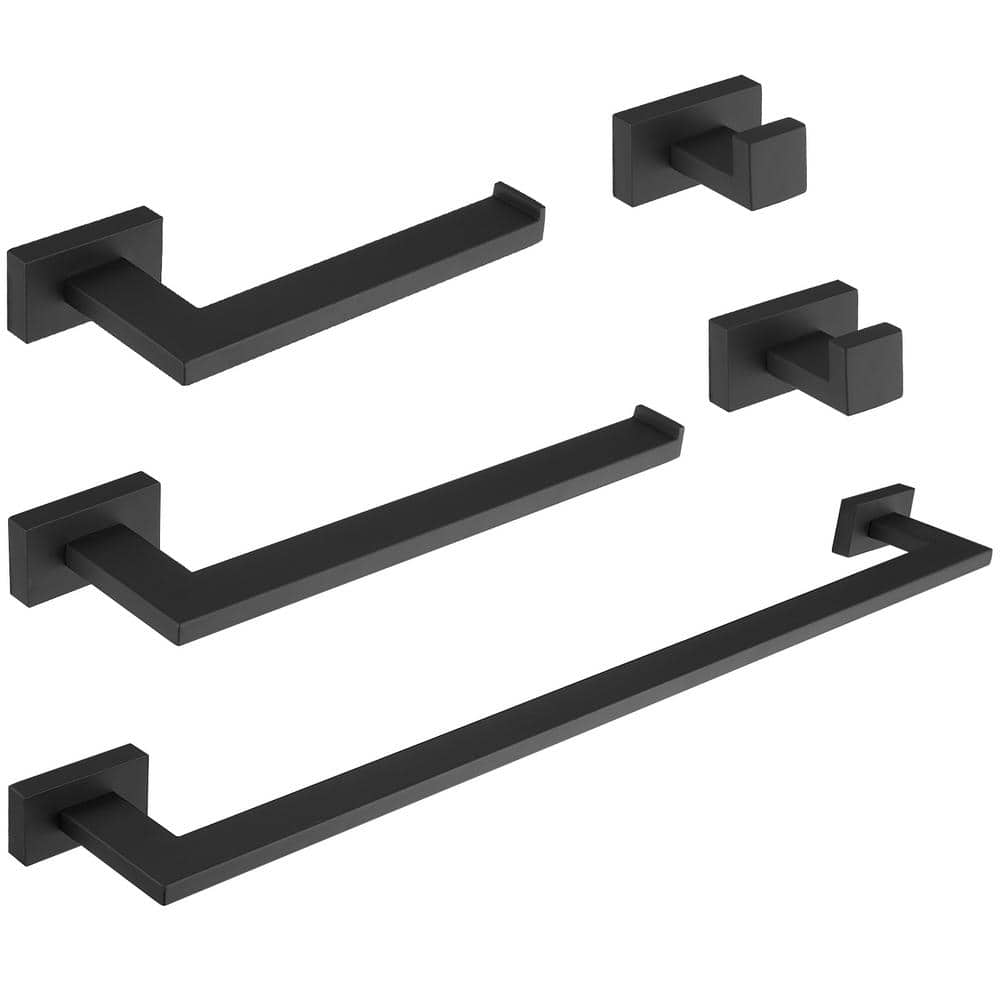 4-Piece Bathroom Hardware Set – Double Hook, Towel Ring, Toilet Paper Holder and 24 in. Towel Bar in Matte Black price history on PriceWatchPro