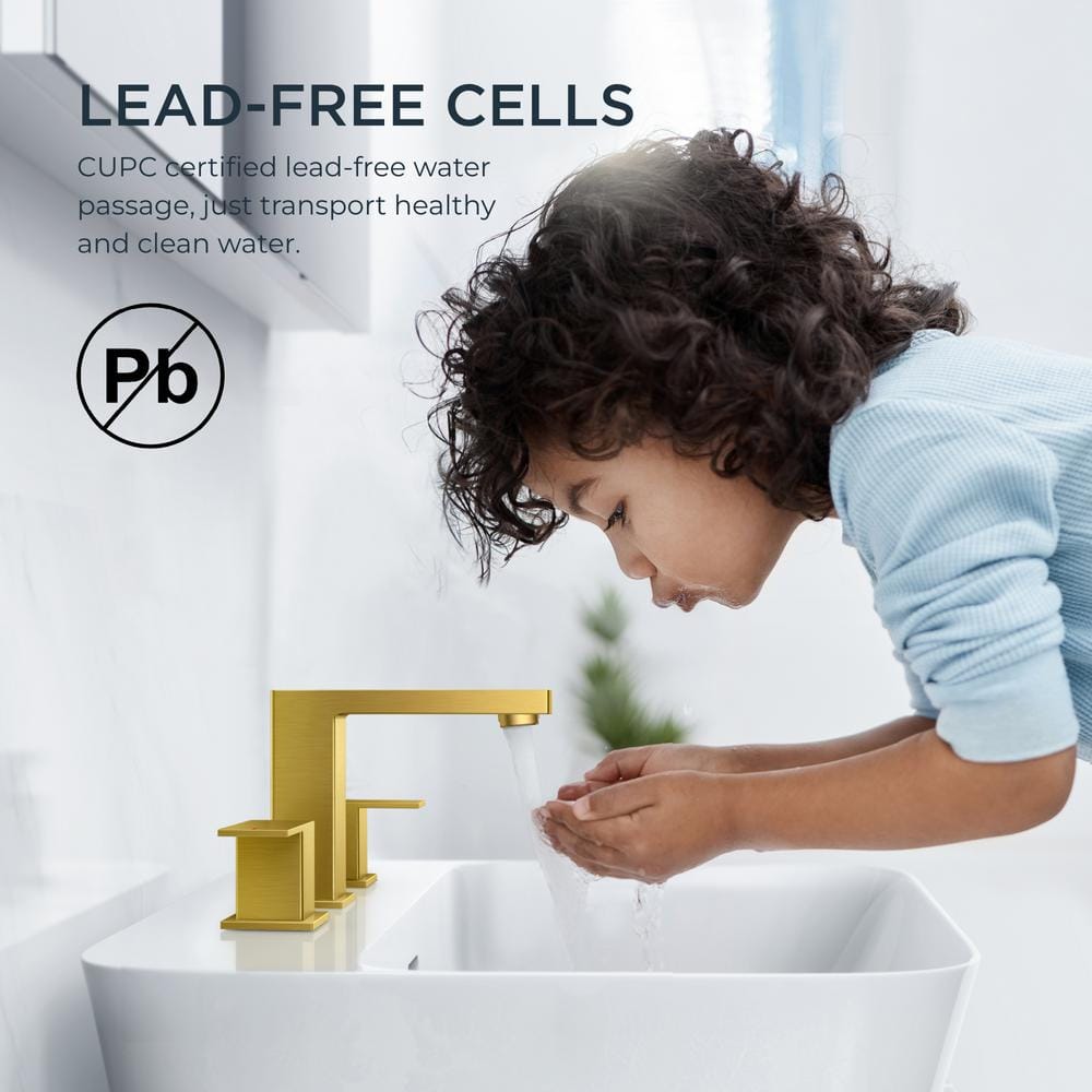 Brushed Gold Stainless Steel Double Handle Bathroom Faucet