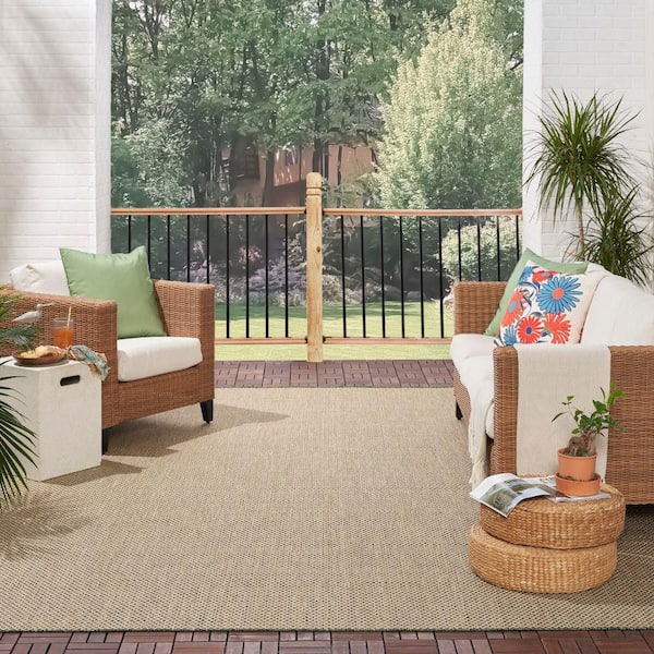 Courtyard Green 10 ft. x 14 ft. All-Over Design Contemporary Area Rug