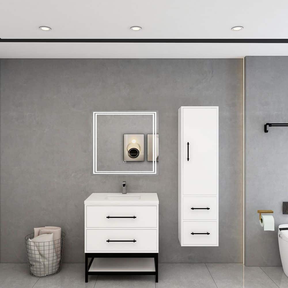 Victoria 30 in. W x 20 in. D x 35 in. H Single Sink Freestanding Frame Bath Vanity in Gloss White with White Acrylic Top price history on PriceWatchPro