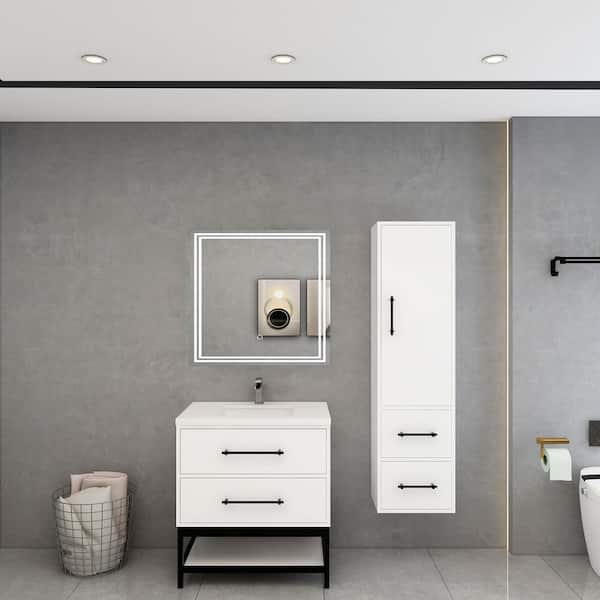 BV Better Vanity Victoria 30 in. W x 20 in. D x 35 in. H Single Sink Freestanding Frame Bath Vanity in Gloss White with White Acrylic Top