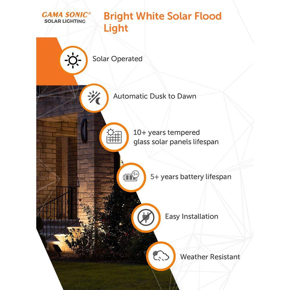 Black Matte Aluminum Solar LED Flood Light with Warm White 2700K