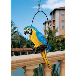 14 in. H Polly in Paradise Medium Parrot Hanging Sculpture on Ring Perch