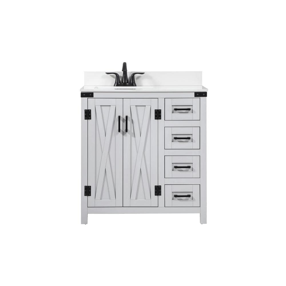 Simply Living 32 in. W x 19 in. D x 34 in. H Bath Vanity in Grey with Ivory