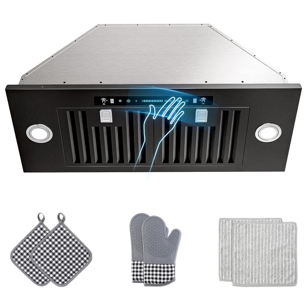 30 in. 300 CFM Convertible Insert Range Hood in Black Stainless 4-Speed with LED, Touch and Gesture Control with Remote price history on PriceWatchPro