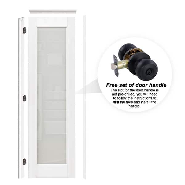 ARK DESIGN 24 in. x 80 in. 1-Lite Frosted Glass Left White Solid Core MDF Single Interior Door Kit w/ Quick Assemble Jamb