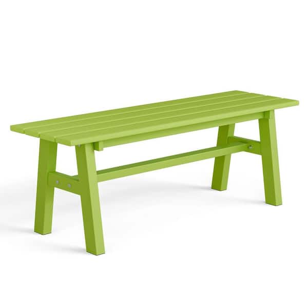 47 in. HDPE Plastic Outdoor Ottoman Stool with Metal Legs