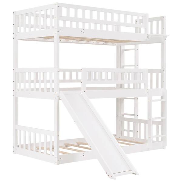 White Twin Triple Bunk Bed, Home Depot Bunk Bed Ladder