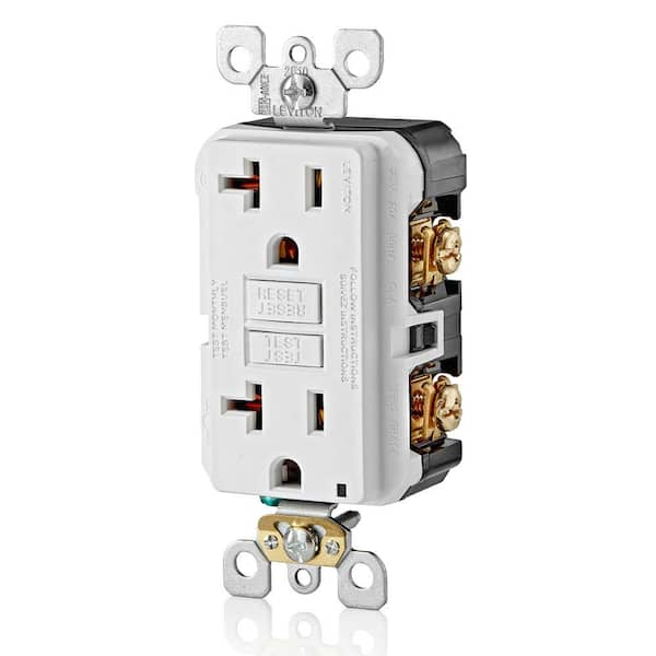 Leviton - 20 Amp 125-Volt Duplex Self-Test Slim GFCI Outlet, White (4-Pack) GFNT2-4W