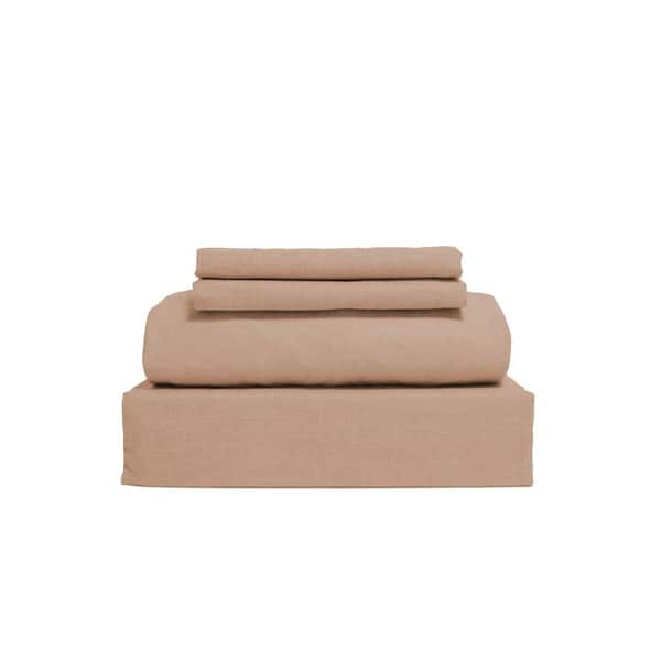 Lintex 400 Thread Count 4-Piece Stone Solid 100% Cotton with Lyocell Full Sheet Set