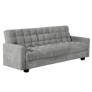 Penelope 85 in. Grey Sleeper Sofa King with Storage