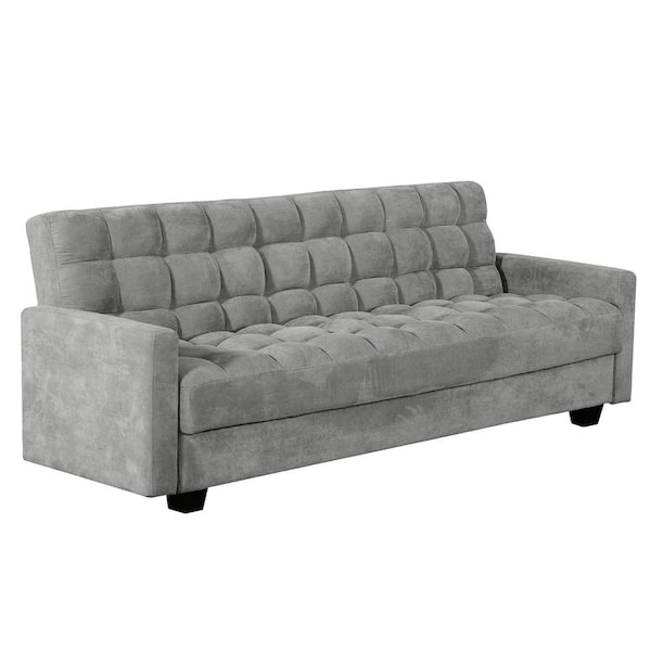 Primo International Penelope 85 in. Grey Sleeper Sofa King with Storage