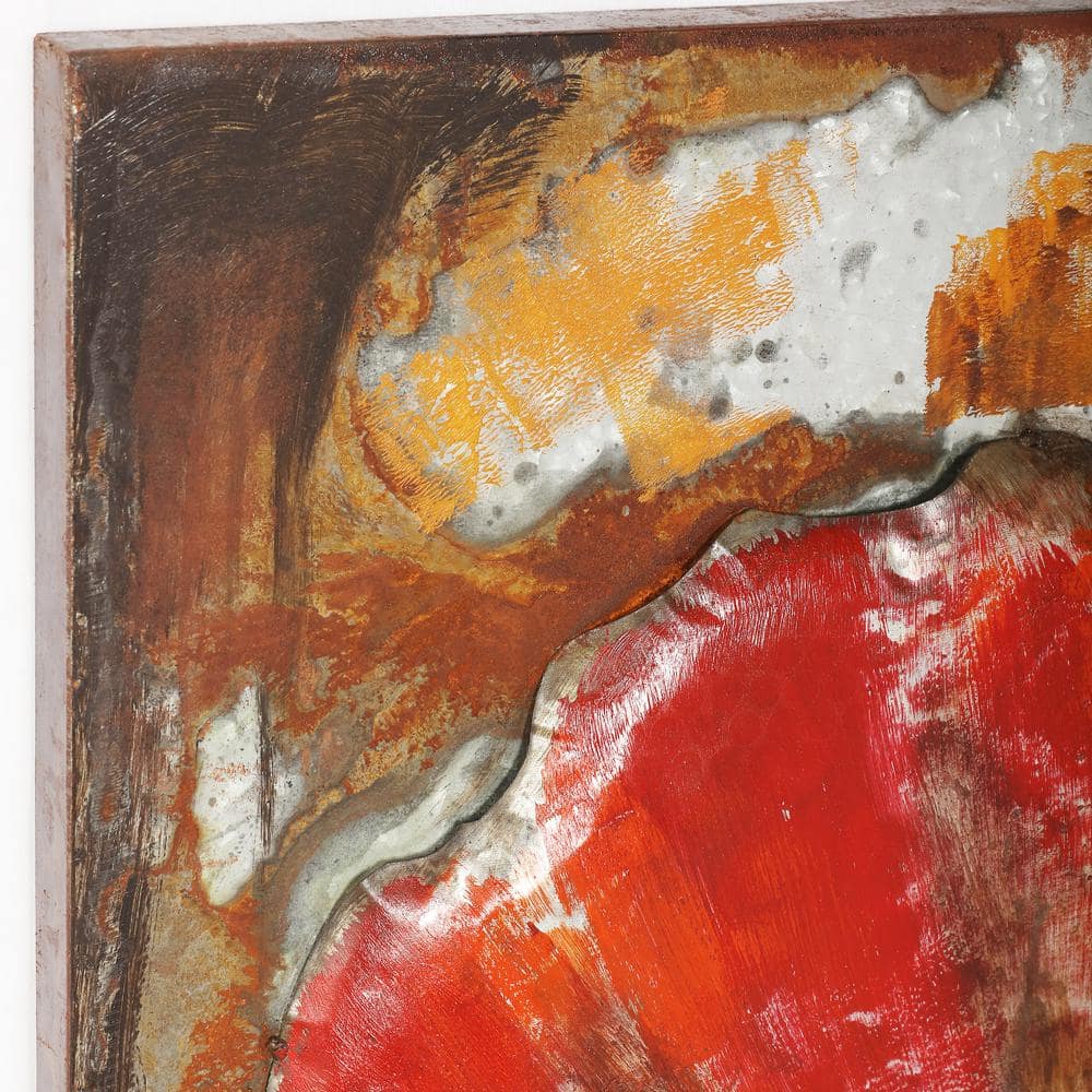 Handmade Red Poppy Detail Iron Wall Sculpture