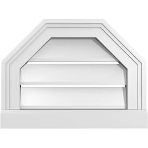 16" x 12" Octagonal Top Surface Mount PVC Gable Vent: Functional with Brickmould Sill Frame
