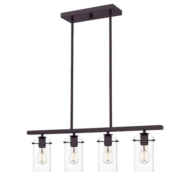 DSI LIGHTING 4-Light Espresso Linear Chandelier with Glass Shades