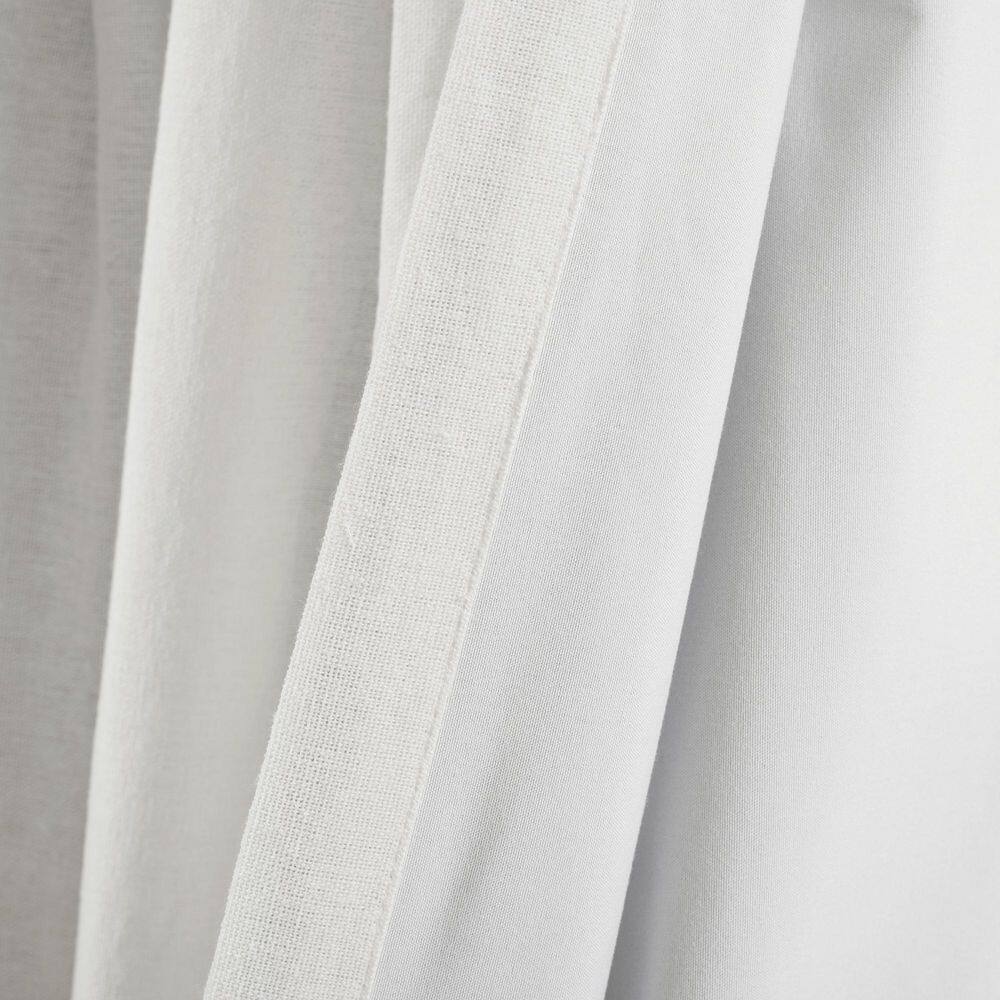 Gray and Off-White Linen Button Blackout Curtain Panel 40" x 84"