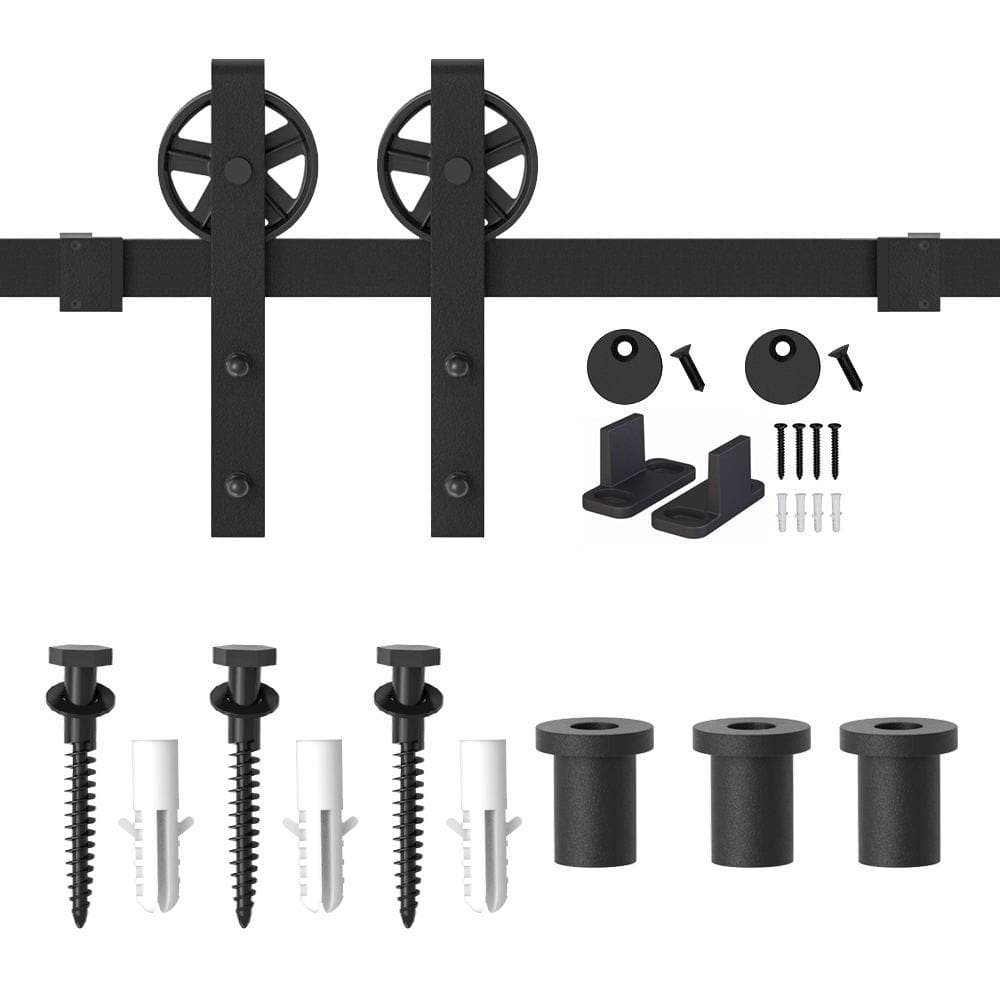 4 ft. /48 in. Frosted Black Sliding Barn Door Track and Hardware Kit for Single with Non-Routed Floor Guide price history on PriceWatchPro