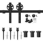 4 ft. /48 in. Frosted Black Sliding Barn Door Track and Hardware Kit for Single with Non-Routed Floor Guide