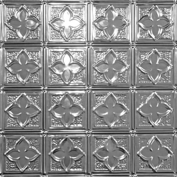 FROM PLAIN TO BEAUTIFUL IN HOURS Clover Steel (Unfinished) 2 ft. x 2 ft. Decorative Nail Up Tin Ceiling Tile (24 sq. ft./case)