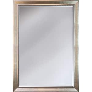 25 in. W x 35 in. H Rectangle Wood Silver Scoop with Swirl Lip Framed Silver Decorative Mirror