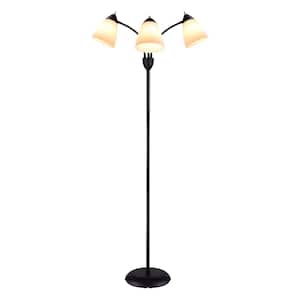 64 in. H 3-Light Tree Floor Lamp PC LampShade Mid Century for Living Room