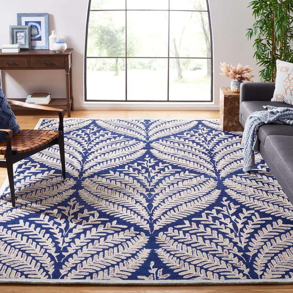 Capri 10 ft. x 14 ft. Navy/Ivory Geometric Leaf Area Rug price history on PriceWatchPro