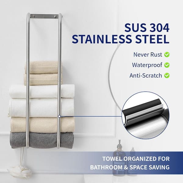 Single Stainless Steel Wall Mounted Towel Rack in Brushed Nickel