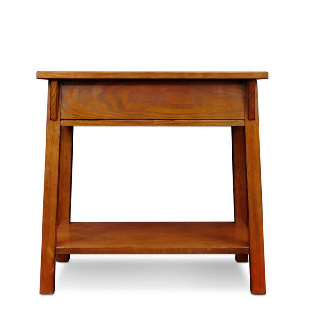 Russet Solid Wood Mission End Table with Drawer and Shelf