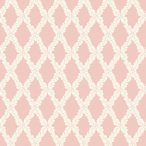 The Wallpaper Company 56 sq. ft. Pink Pastel Acorn Trellis Wallpaper