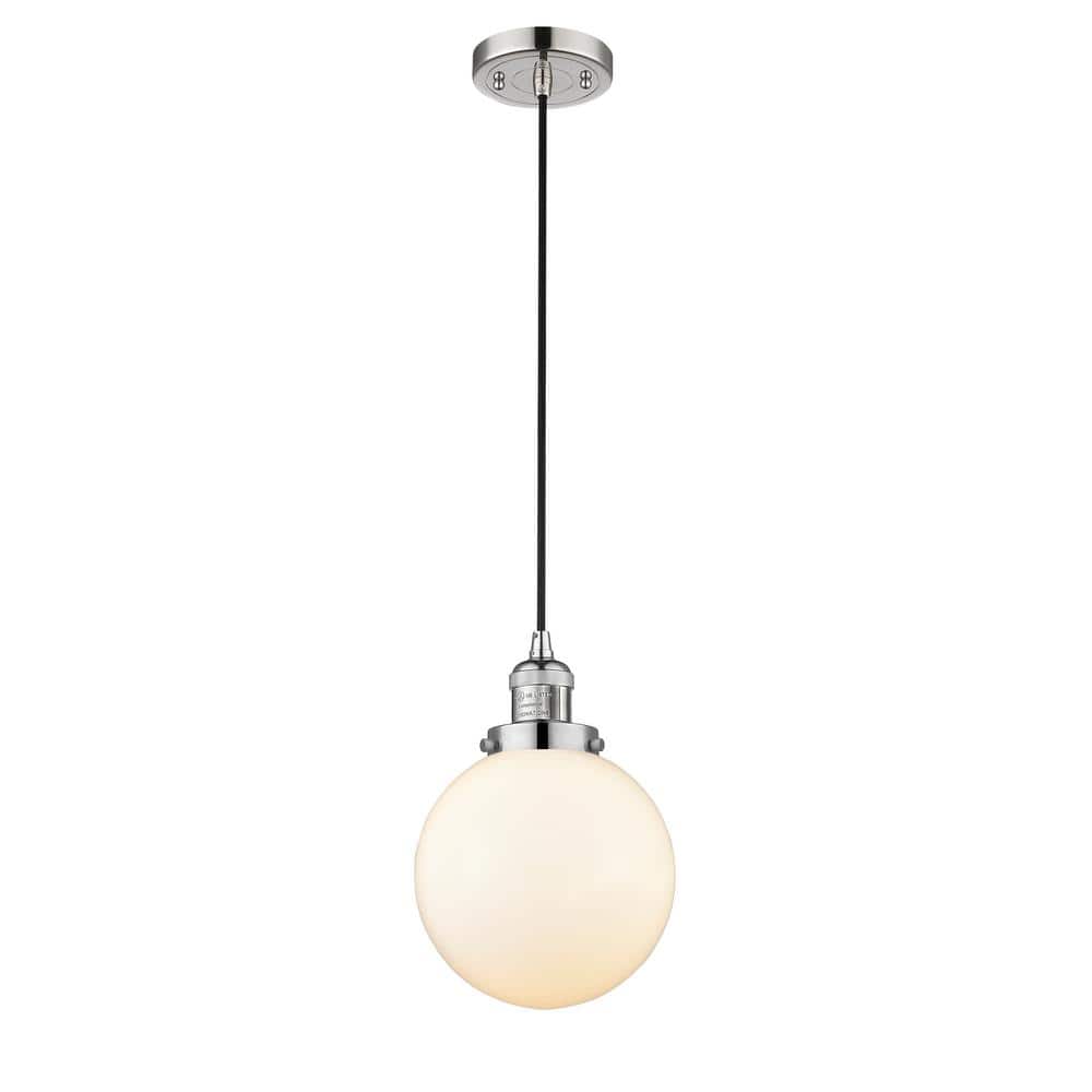 Polished Nickel Mini Globe Pendant with Glass Shade