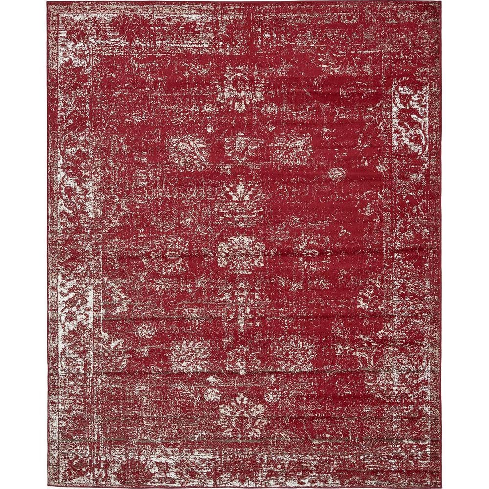 Red 8 ft. x 10 ft. Polypropylene Oriental Indoor Area Rug