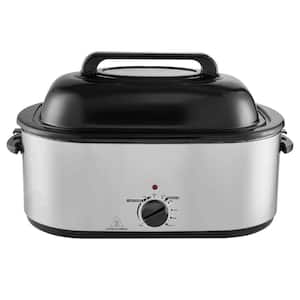 Electric Roaster Oven 24 qt. Turkey Roaster Oven Slow Cookers 1450-Watt with Defrost & Warm Function Silver